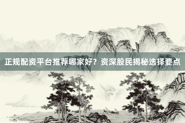 正规配资平台推荐哪家好？资深股民揭秘选择要点